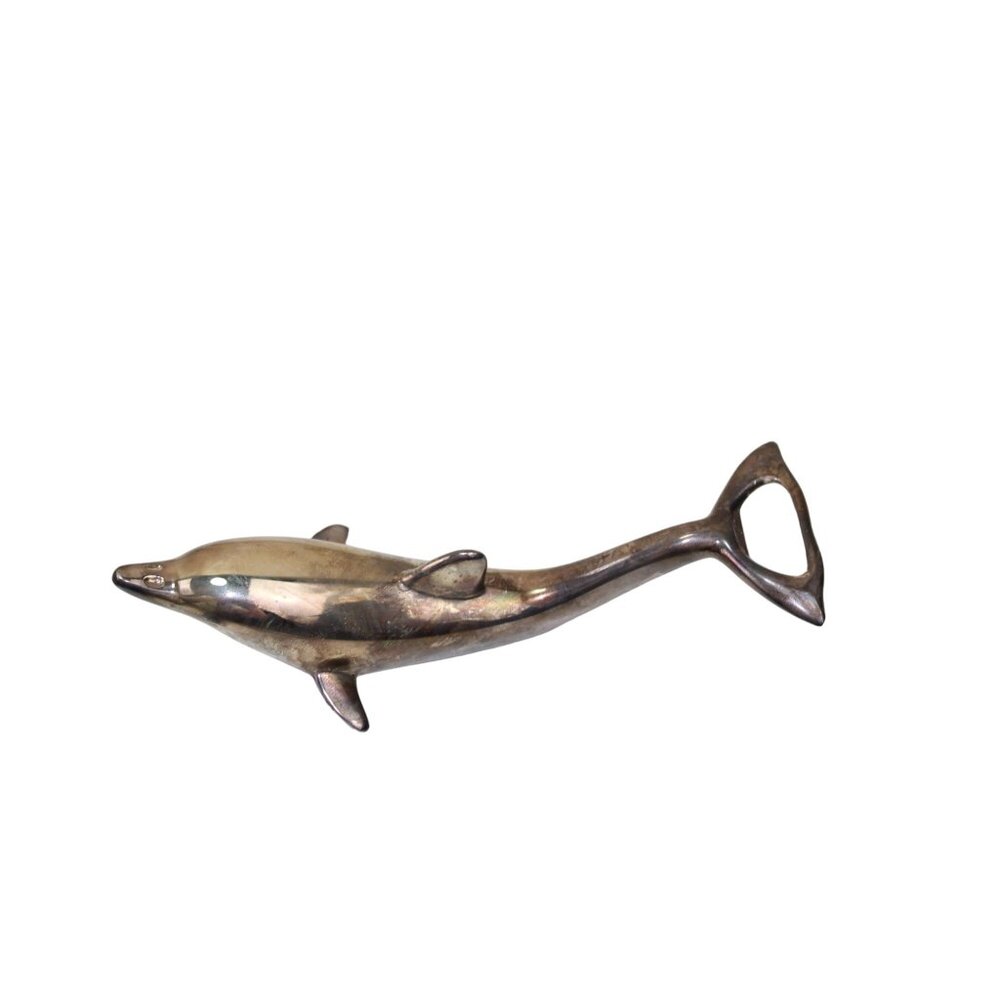 Dolphin Porpoise Silverplate Bottle Opener Silver Plate Vintage 91935